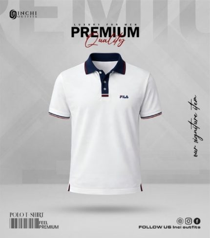 Premium PK Cotton Polo Shirt- White Navy