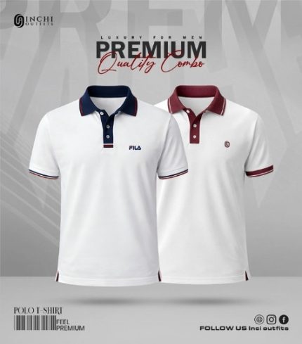 Premium PK Cotton Polo Shirt- White COMBO